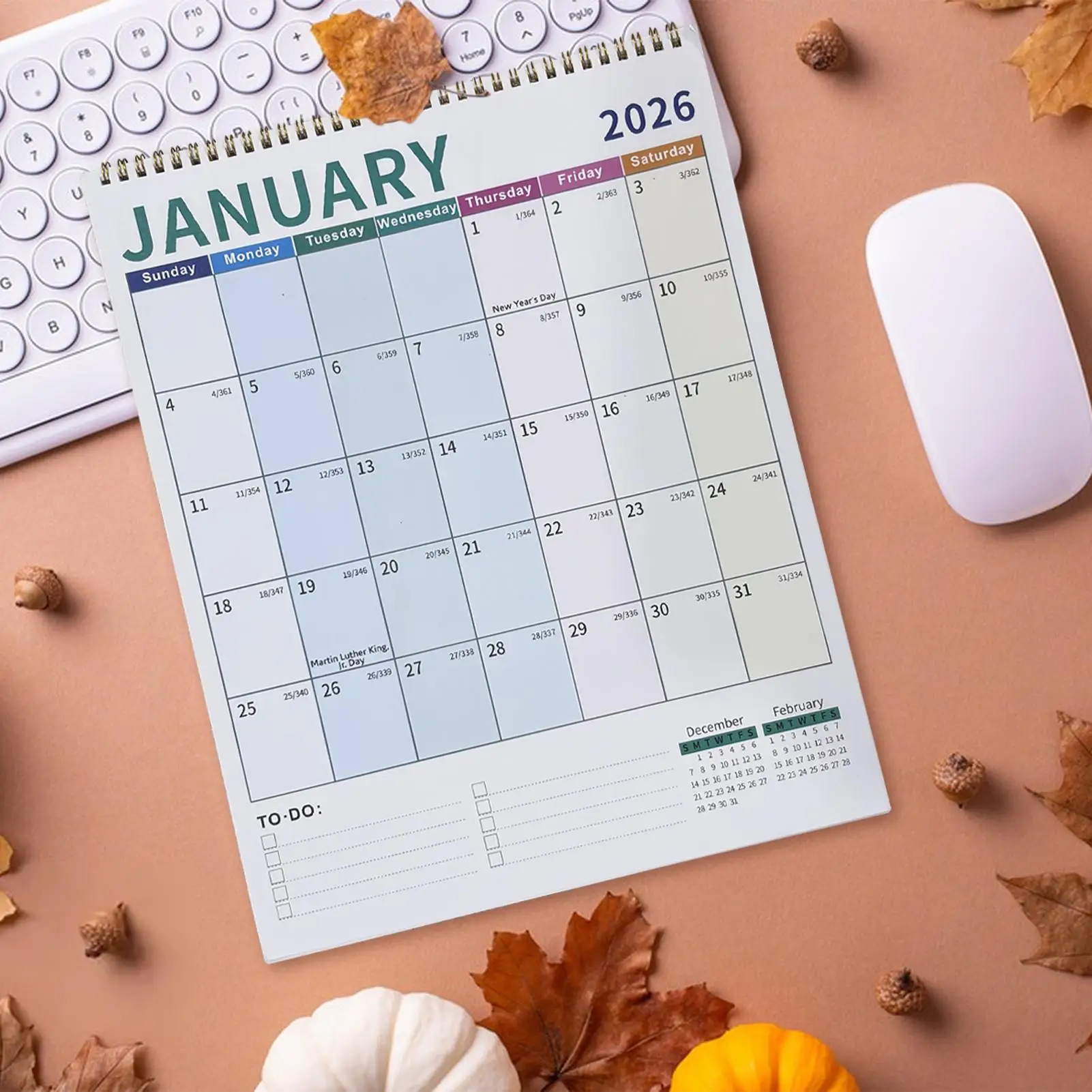 2026 Wall Calendar 18-Month Hangable Monthly Calendar Colorful Schedule Planning Supplies for Living Room Bedroom Office Studio