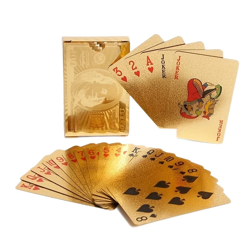 Golden Waterproof Playing Cards Poker Parties Games Halloween/Thanksgiving Day/Christmas Gift playing cards