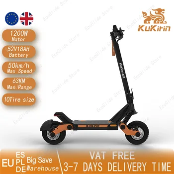 Monopattino Elettrico KuKirin G3 con Motore da 1200W, Batteria 52V18Ah per Velocità Massima di 50KM/H e Autonomia di 63km, Pneumatici Fuoristrada da 10 Pollici
