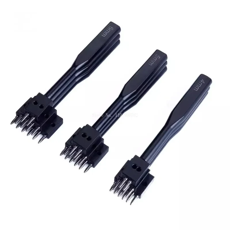 4mm/5mm/6mm Leather Process Round Holes Row Punch DIY Leather Bag/shoe/coasters Hand Stitching Hole Auxiliary Punching Tools leather hole punch leather puncher