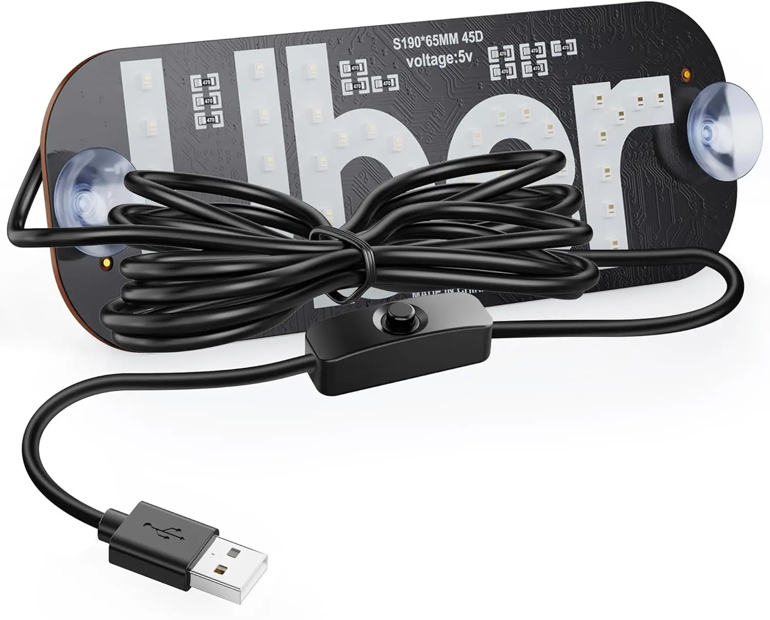 Car Light Bulb LED 2 Colors Changeable for Uber Sign Windshield Suction Cups & Universal USB-Plug