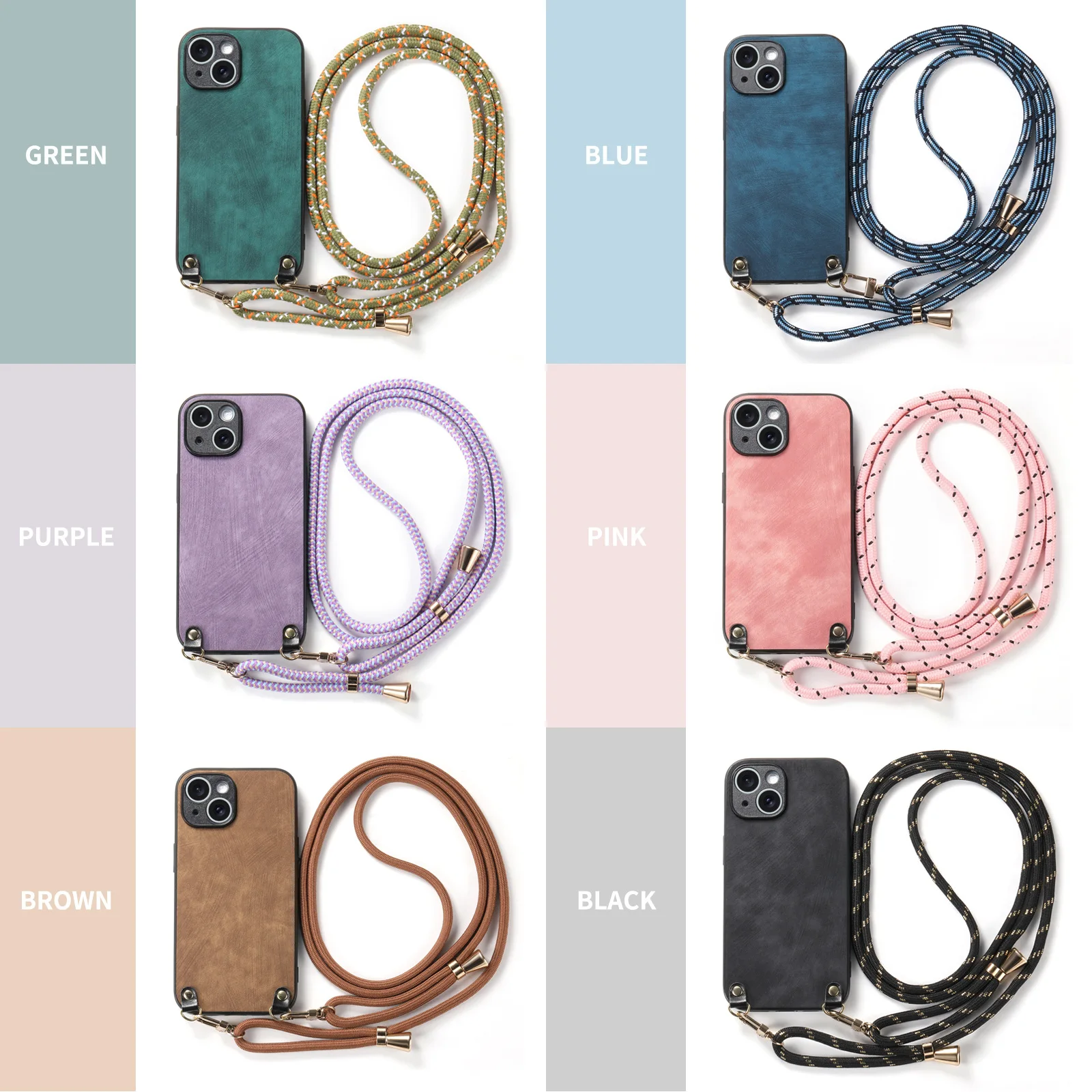 Elegant Chain Crossbody Leather Phone Case with Lanyard