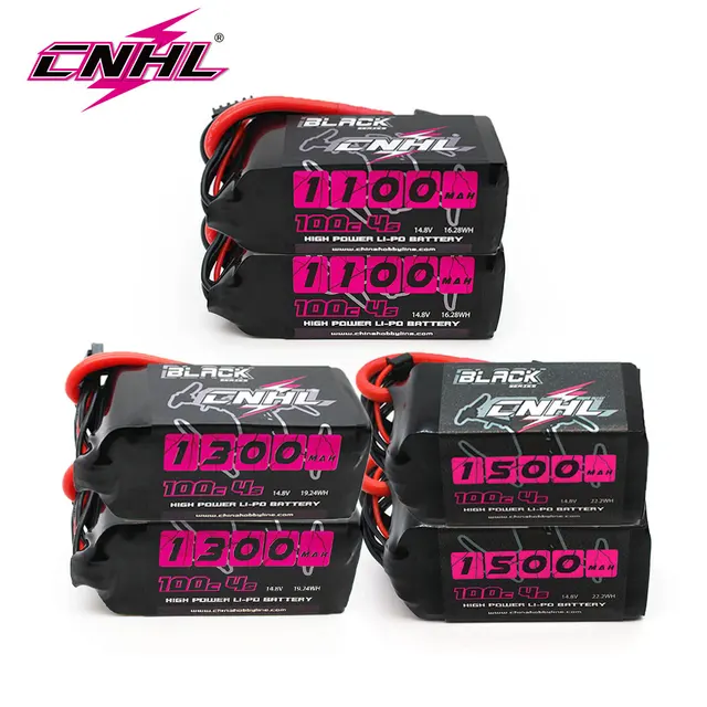 2/4PCS CNHL 4S 14.8V Lipo Battery 1100mAh 1200mAh 1300mAh 1500mAh 1550mAh 100C With XT60 Plug For FPV Airplane Drone Quadcopter 1