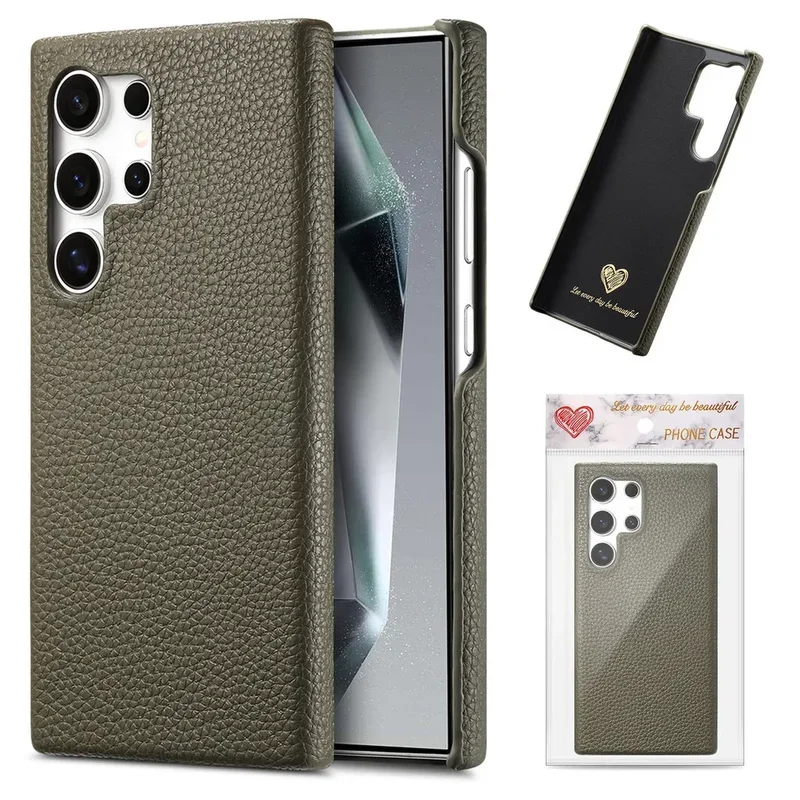 Litchi Pattern Leather Oil Edge Hard Shell Case