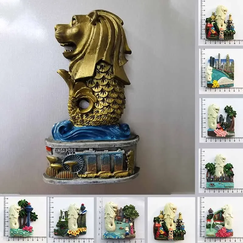 

Магнит на холодильник Сингапур, сувениры, Дырокол Merlion 3d туристические флуоресцентные магнитные наклейки на холодильник, коллекция подарков