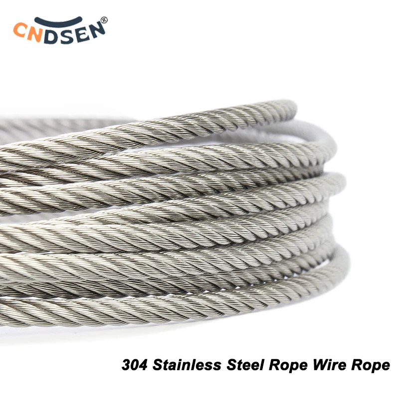 

Diameter0.5-10mm 304 Stainless Steel Wire Rope Soft Cable Fishing Clothesline Lifting Rustproof Line Structure 7x7/7x19