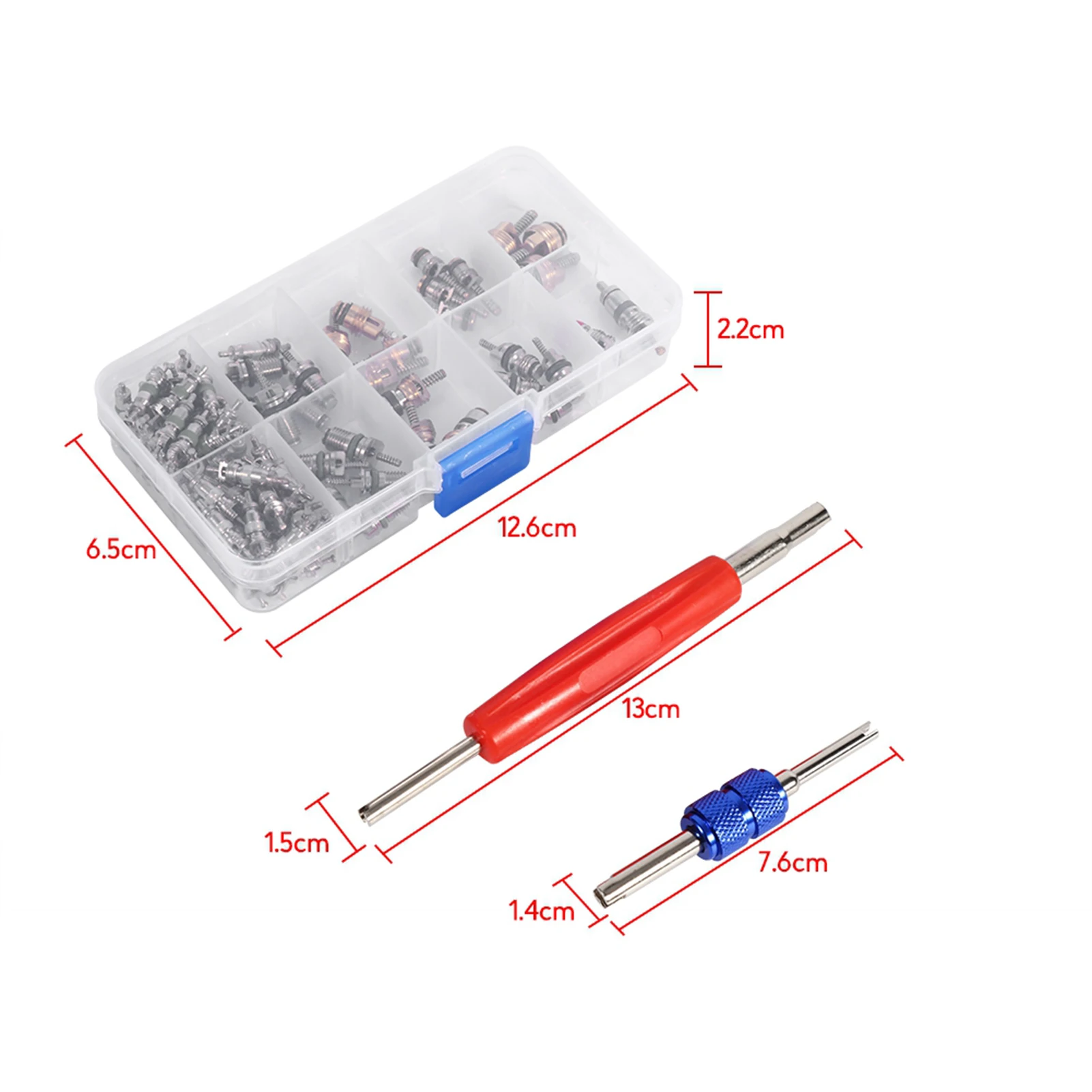 102pcs Car Air Assortment A/C AC Shrader R134a/R12 Refrigeration Tire Valve Stem Cores Tool Kit Auto Accessories