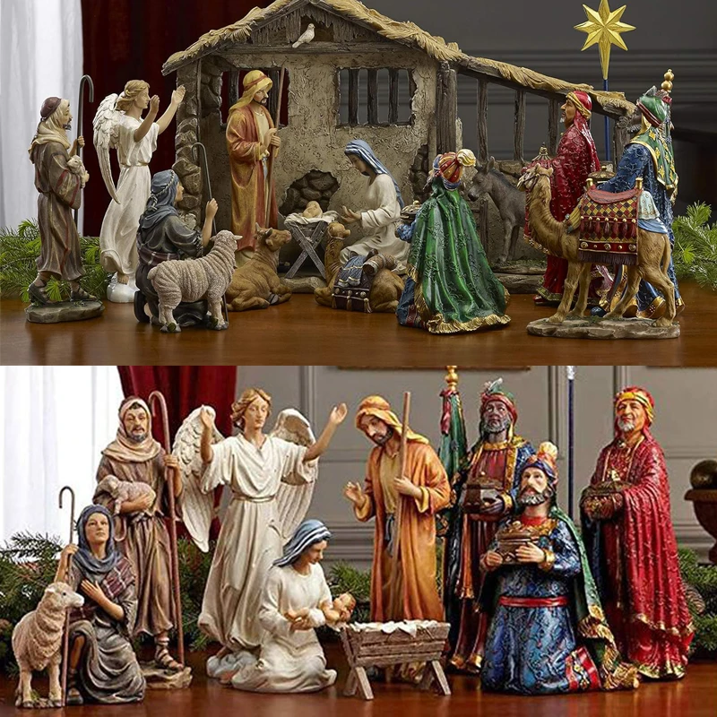 

Three Kings Gifts Real Life Christmas Nativity Set Holy Family Nativity Figures Statue Nativity Scene Ornaments Home Decoration