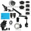 Articulating Arm Pillar Clamp 3.5X-90X Simul Focal Trinocular Stereo Microscope Industrial 48MP 55MP HDMI Type-c PC Video Camera 1