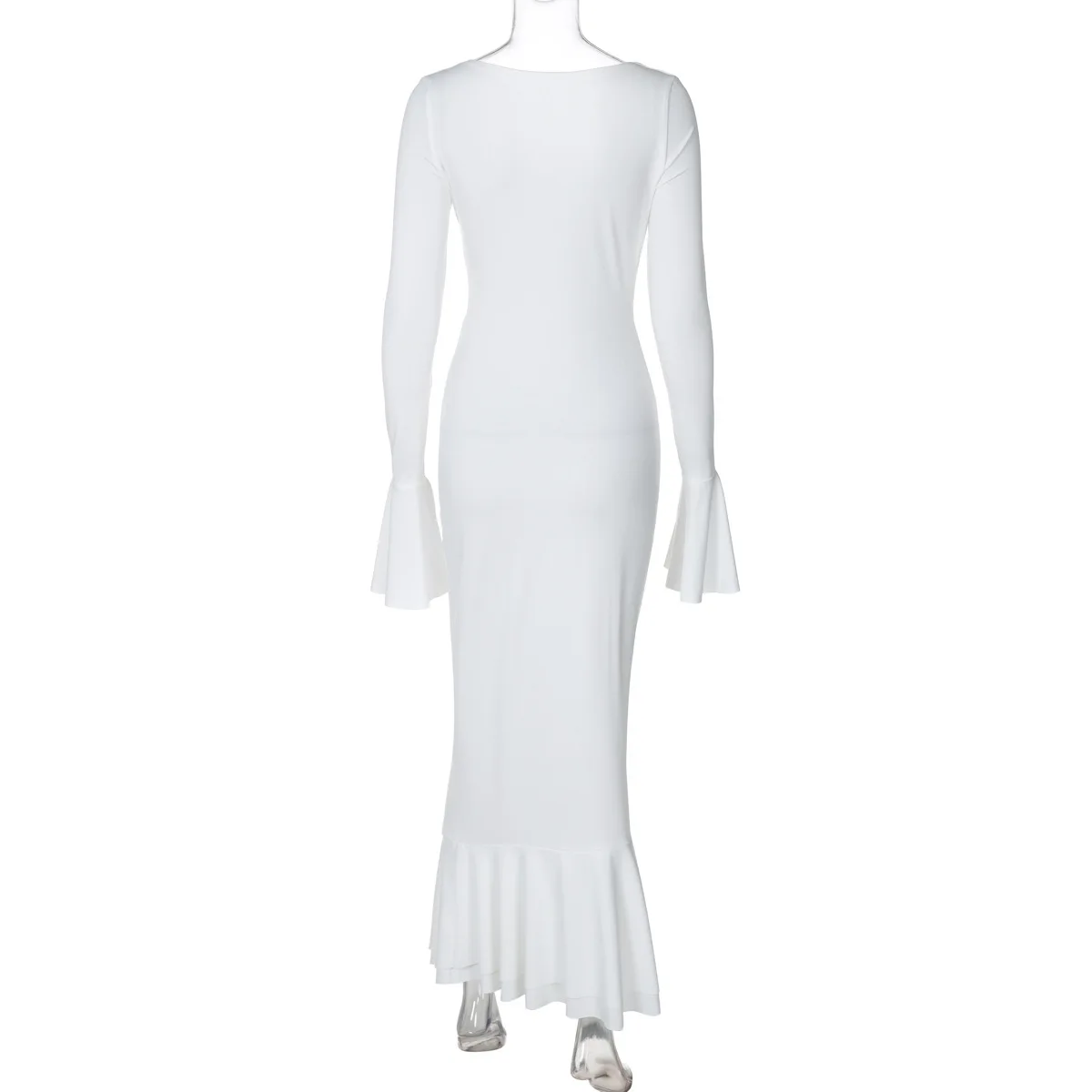 Vestido largo de otoño con volantes para mujer, elegante vestido de fiesta de retazos con cintura alta y manga larga para desplazamientos diarios, ropa femenina