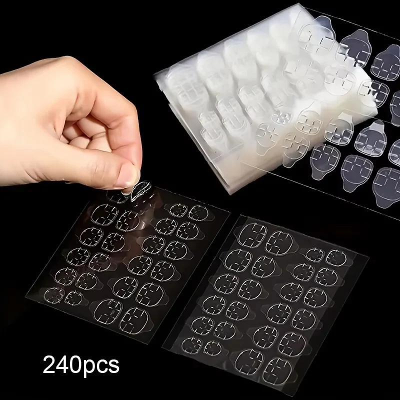 Double-Sided Nail Jelly Glue Transparent Fake Nail Art Tape Glue Sticker DIY Reusable Accessories
