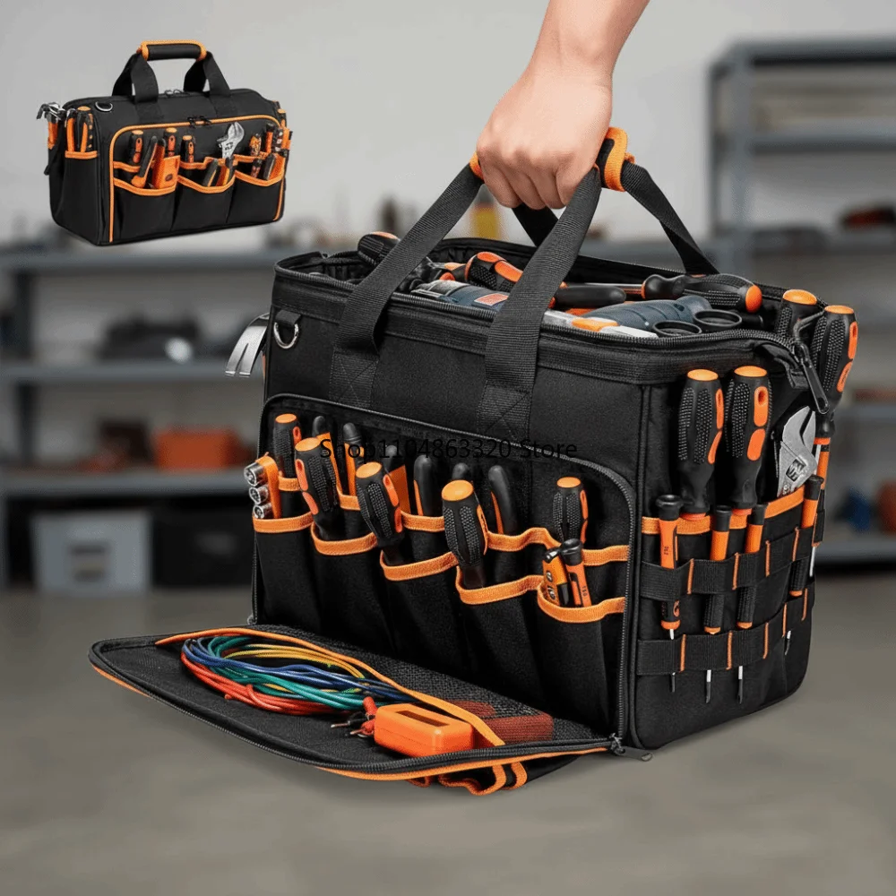 Enhanced Large Capacity Waterproof Tool Bag with Shoulder Strap - Wear-Resistant and Durable Design