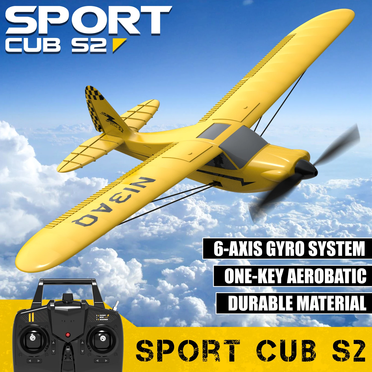 Sport Cub S2 Rc Airplane 2.4g 3ch Remote Control Plane 400mm Wingspan Aircrafts With Gyro