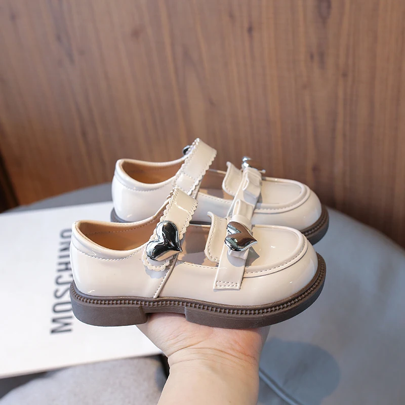 Children's Leather Shoes Glossy Black School Girl Shoes Fashion Autumn Kids Princess Causal Mary Jane Sweet Chic