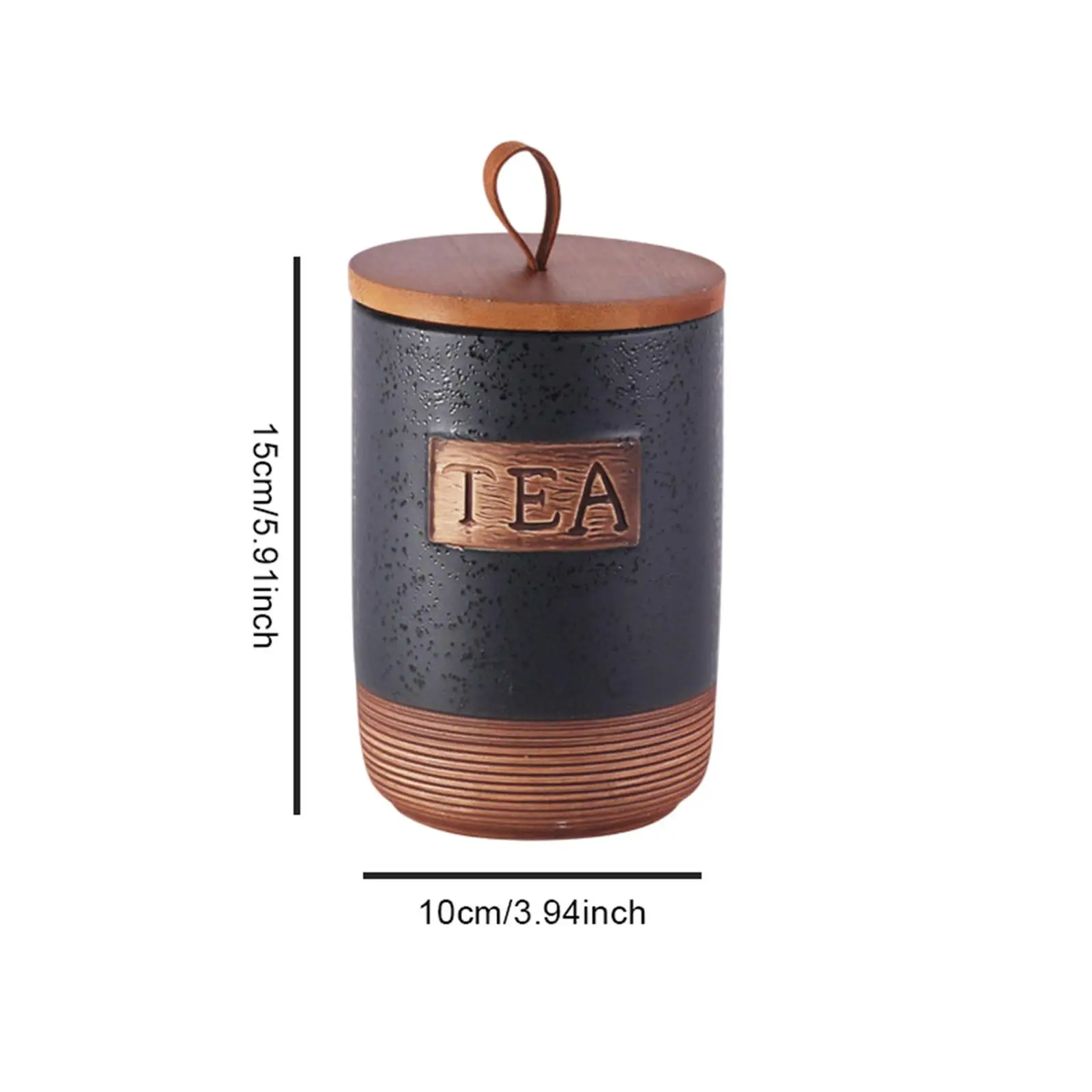 Ceramic Storage Container Holder with Wood Lid Ornament Kitchen Canister Food