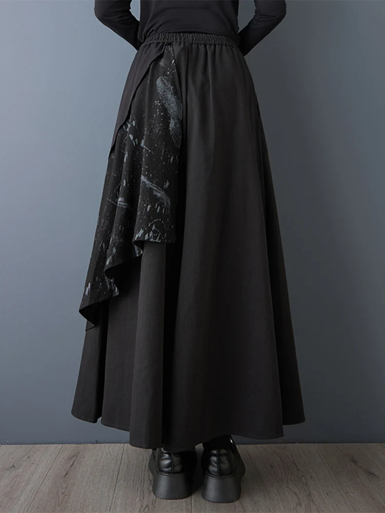 2025 Spring Autumn New Oversized Spliced Print Vintage High Waist Wide Leg Pants Women Casual Loose Trousers Fashion Streetwear