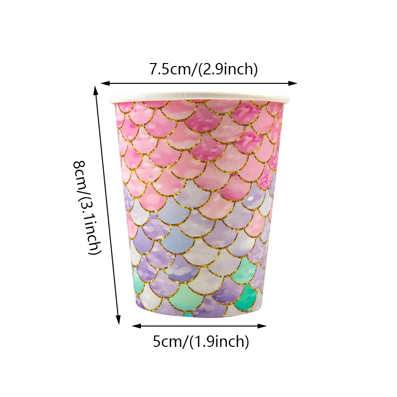 Mermaid Party Supplies Set - Disposable Plates Cups Napkins for Girls Birthday  Baby Shower