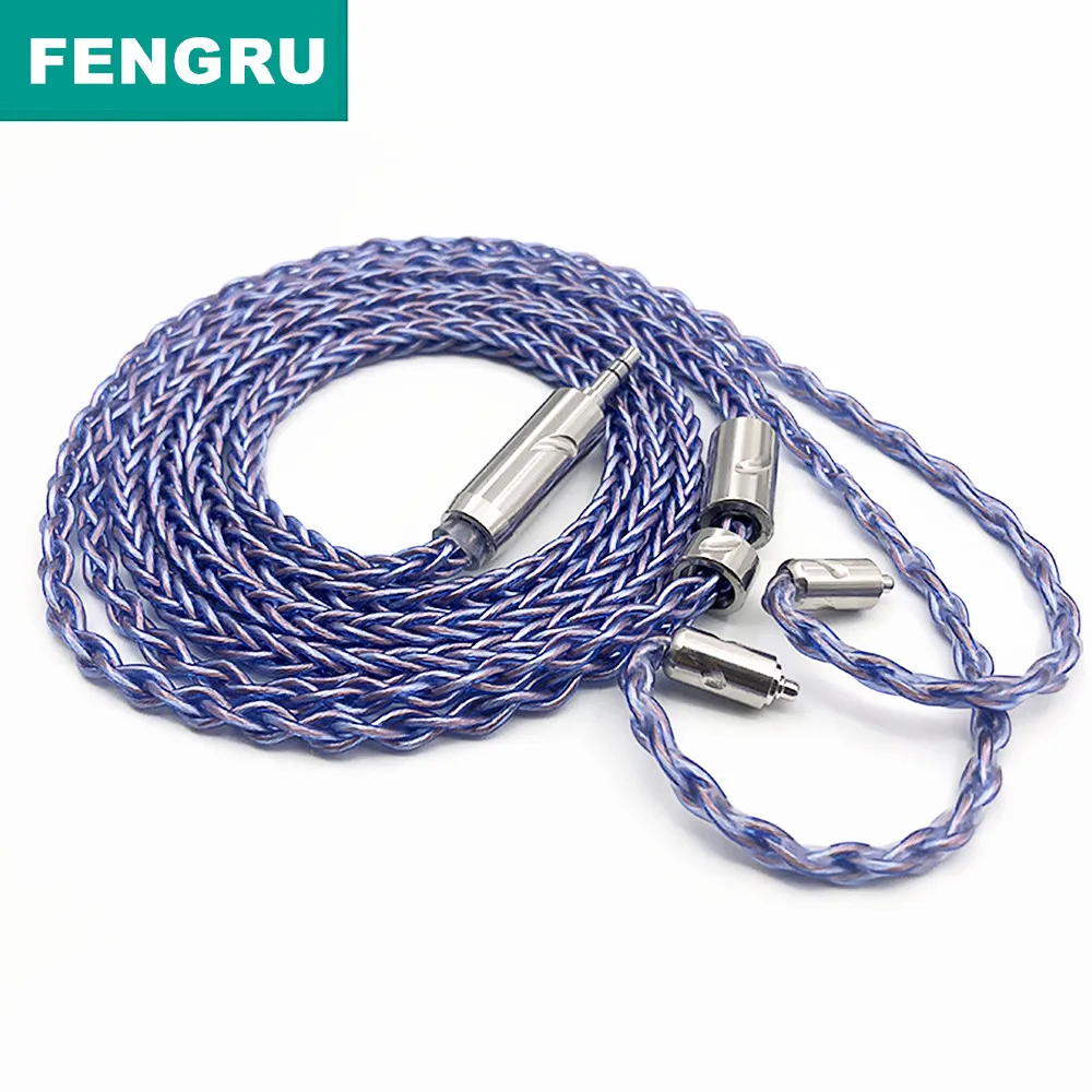 

FENGRU Blue 8 Share 240 Cores Silver plating single crystal copper Wire MMCX 2Pin 0.78mm QDC A2DC IM IE80 Earphone Upgrade Cable