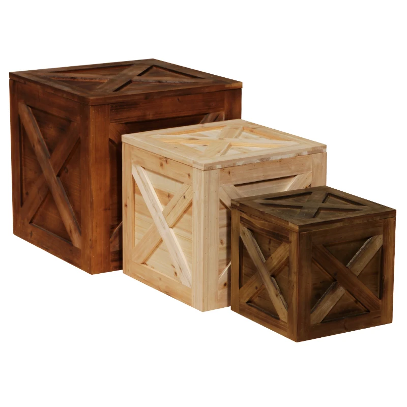 

Handcrafted Retro Farmhous Solid Wood Storage Boxes
