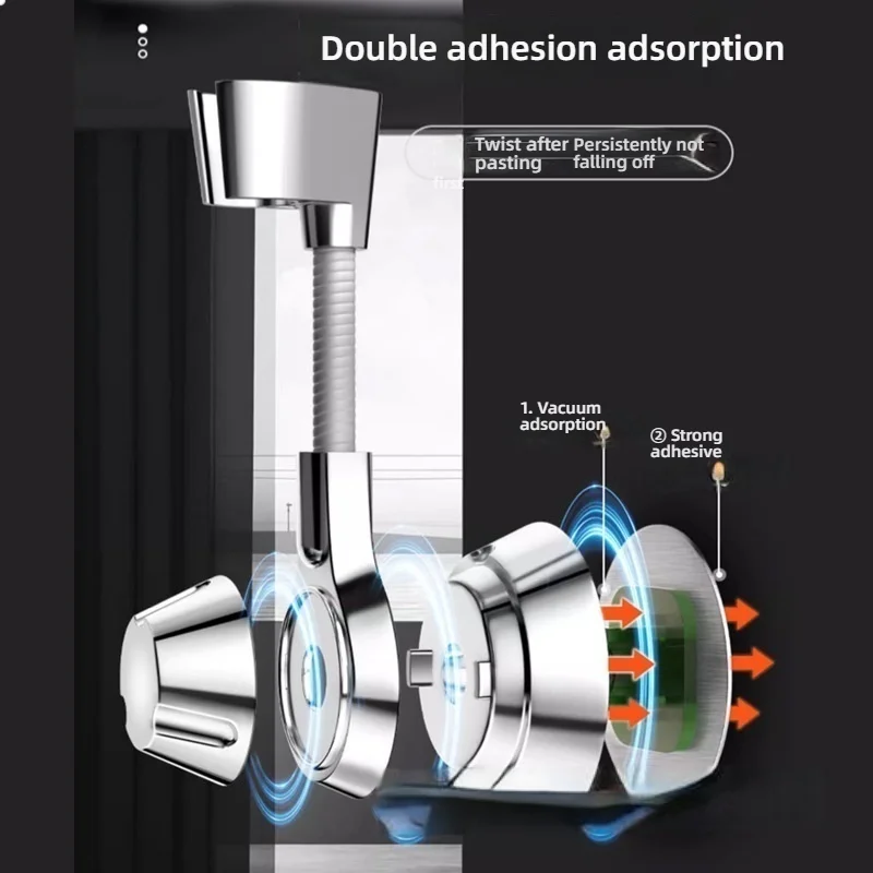 Shower Holder Adjustable Shower Head Holder Nozzle Handheld Holder Punch-Free Multi Angle Rotation Shower Bracket
