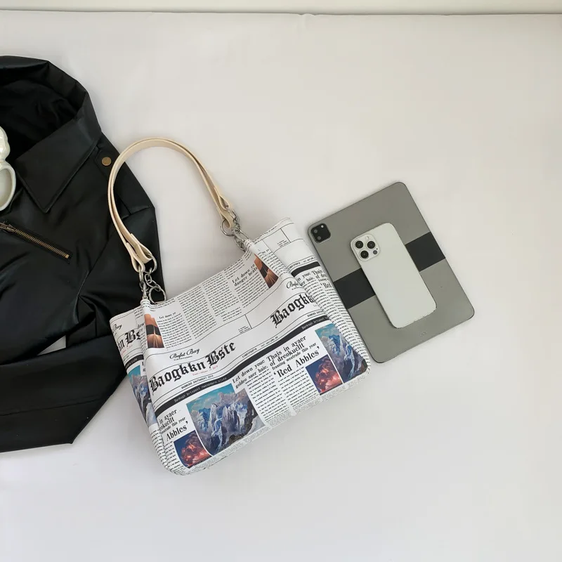 Summer Large Shoulder Bags for Women Trend 2024 Fashion Printing Female Casual Tote Bag Leather Cute Funny Letter Handbag Woman