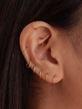 5 Pairs Small Hoop Earrings for Women: 18K Gold Plated Surgical Stainless Steel Huggie Hoop Earrings for Cartilage Helix Tragus