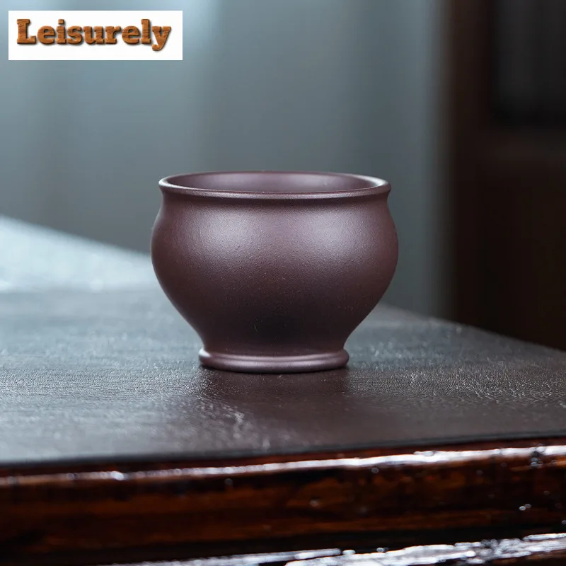 180ml Yixing Zisha Hand-painted Lotus Teacup Retro Tea Bowl Cup For Tea Tea-tasting Smelling Cup Chazhan Master Cups Tea Items