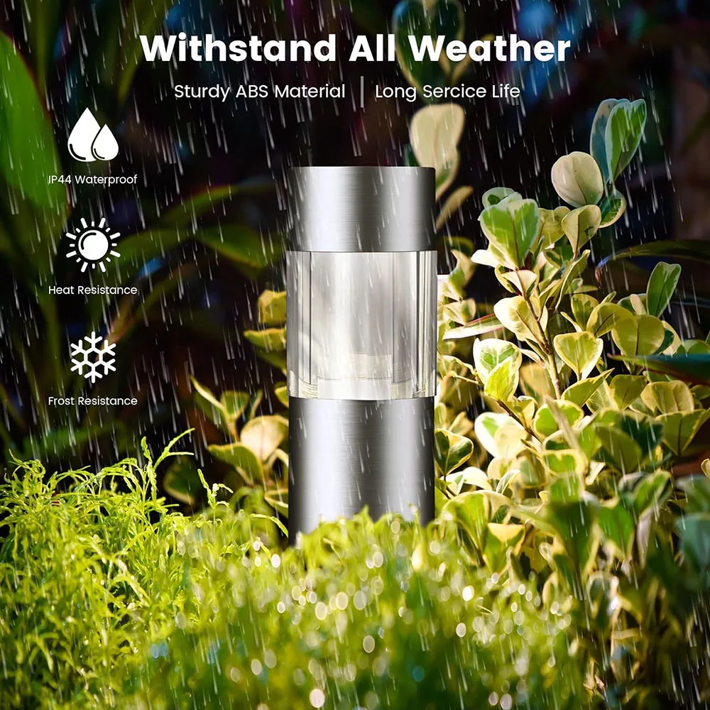 LED Stainless Steel Solar Cylindrical Plug-in Lawn Light Waterproof Home Courtyard Garden Wall Decoration Landscape Light Villa