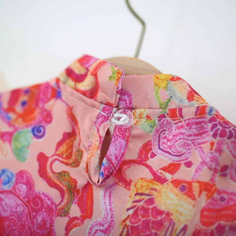 Babykleider im Sommerlichen Blumenmuster Chinesischer Stil Mädchenkleider Niedliche Cheongsam-Style Babykleider – Detail 5