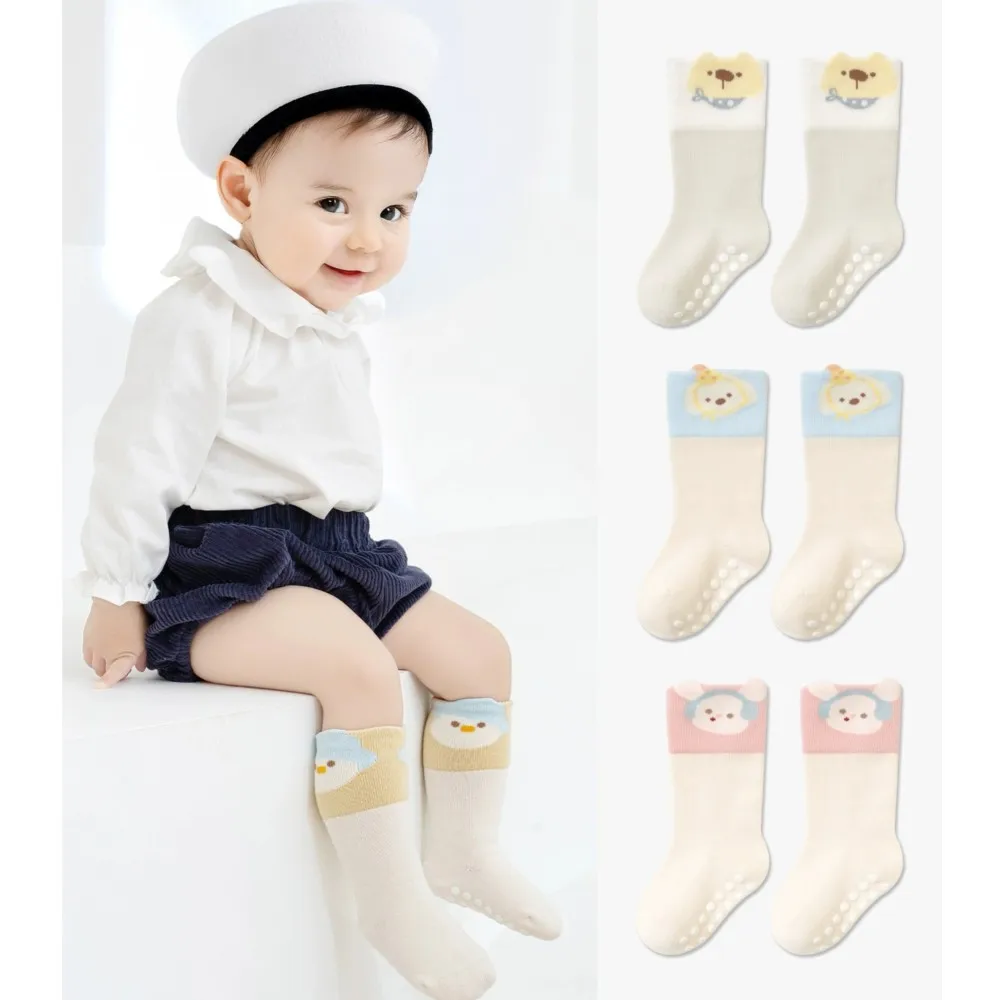 5Colors Kids Non-slip Socks 5Pairs Cotton Boys and Girls Cute Cartoon Patterned Comfy Breathable Baby Toddler Floor Socks