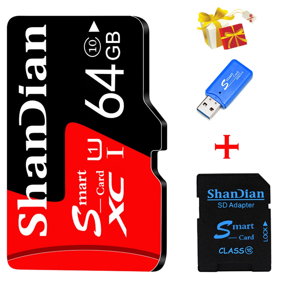 Inteligente 128gb 32gb 64gb Classe 10 sd Smart Card sd tf Cartão de Memória Flash sd Inteligente para Telefone Tablet pc Dar Presentes Leitor de Cartão sd