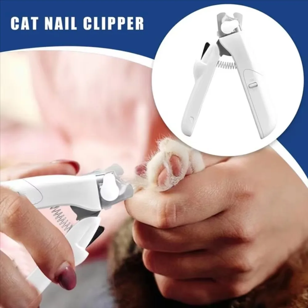 With LED Pet Nail Clipper Splash Guard High Hardness Dog Toenail Trimmer Labor-saving Spring Design Pet Nail Trimmer