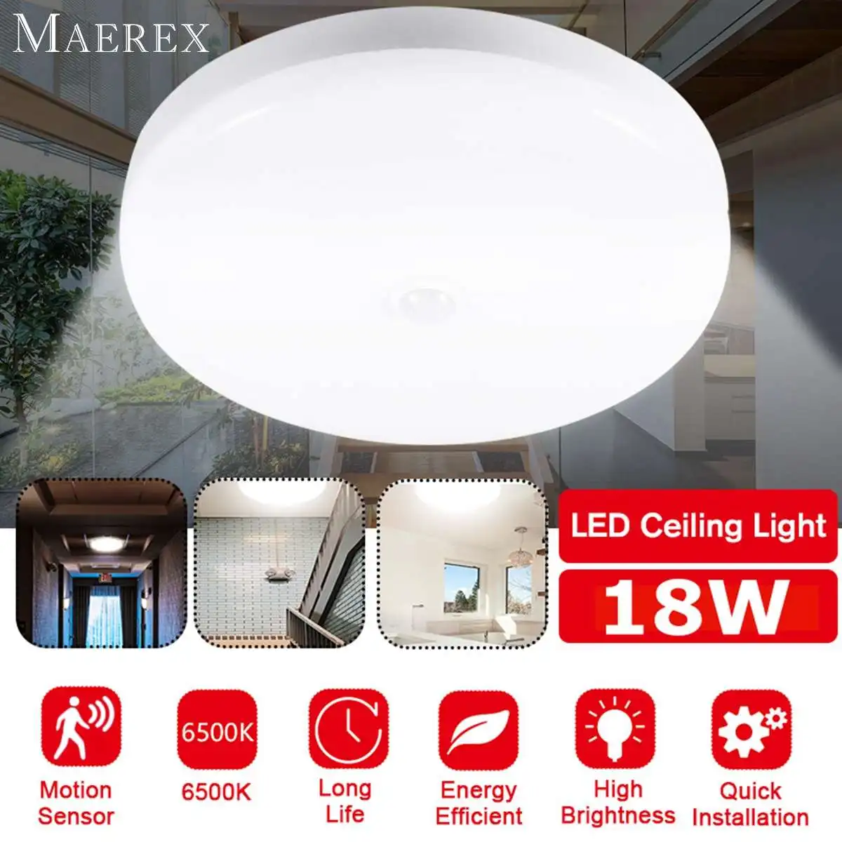 

18W Motion Sensor Modern Led Ceiling Lights 220V Round Led Wall Lamp Smart Ceiling Light For Living Room Hallways Stairs