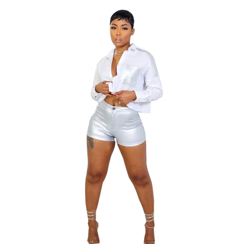 PU Leather Women Mini Shorts High Waist Zipper Fly Hot Pants 2023 Summer Chic Streetwear Sexy Night Club Party Short Trousers