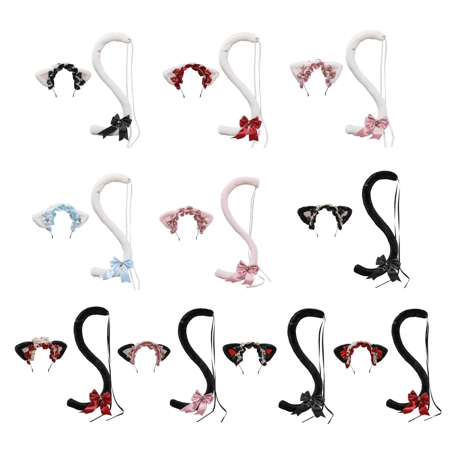 

Cat Ears Headband and Tail Decoration Gift Costume Accessories for Festival Masquerade Halloween Birthday Stage Performance