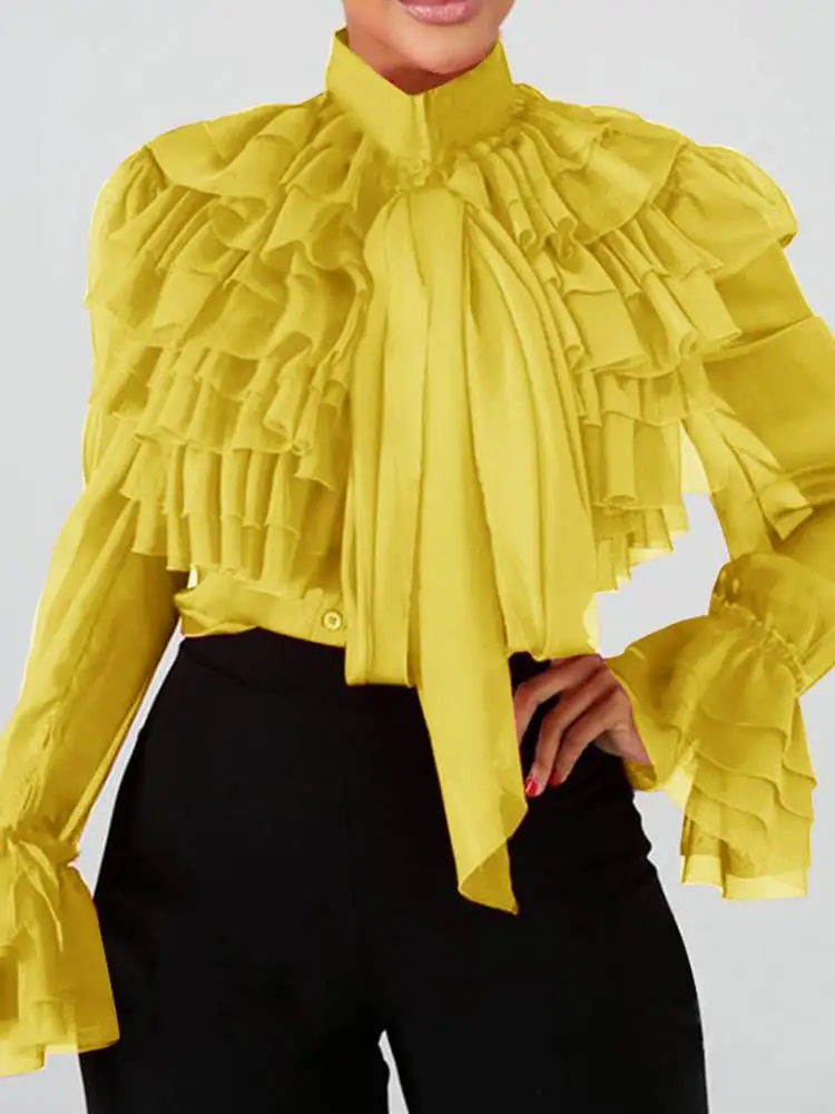 Dames bloemenprint ruches mouw V-hals knoop tuniek tops dames casual shirt lange mouw shirt V-hals bloemenprint blouse tops vrouwen blouse casual boho bloemen blouse casual boho bloemen blouse casual