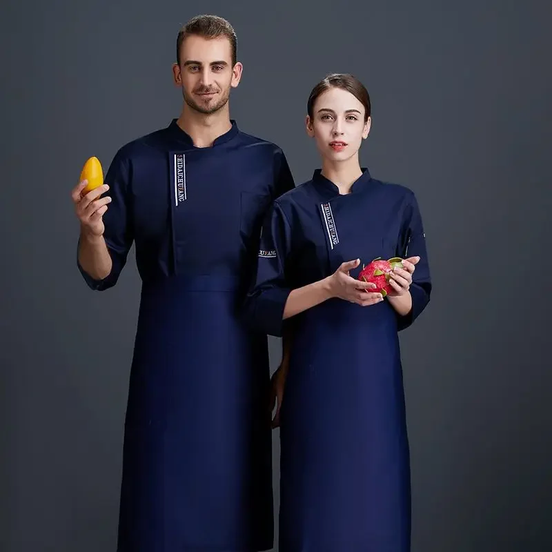 

Black Jacket Long Kitchen Summer Coat Sleeve Women for Uniform Restaurant Cooking Clothes Apron Head Hotel Chef Men