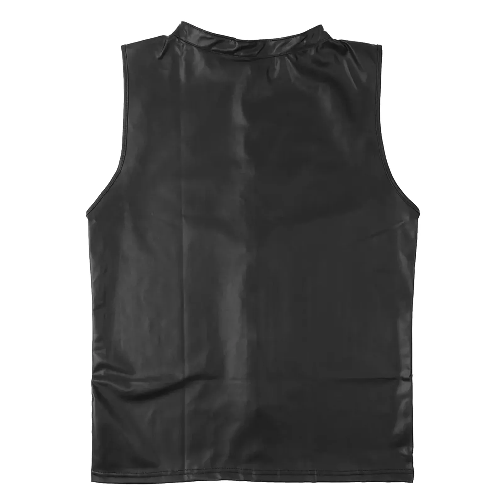 Men Hooded Tank Tops Wet Look Patent Leather Vest Sleeveless T-Shirt Zip Up Singlets Club Party Tee Tops tank top