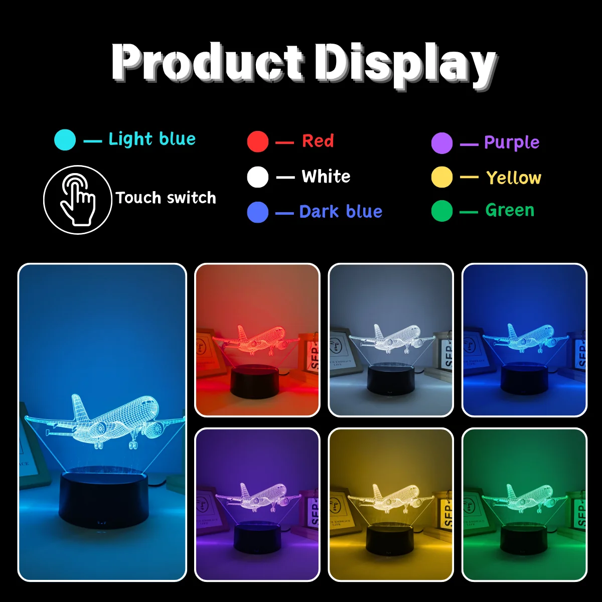 1pc 항공기 모델 3D 야간 조명, USB 인터페이스, 비행 매니아 컬렉션 선물 테이블 조명, 휴일 장식 조명.