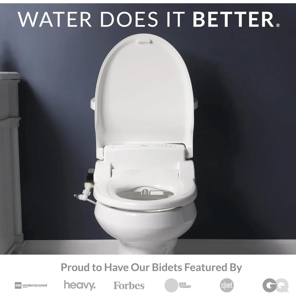 Electric Bidet Toilet Seat, Warm Water with Air Dryer, Heated Seat with Slow Close Lid, Remote Control, Elongated White 2