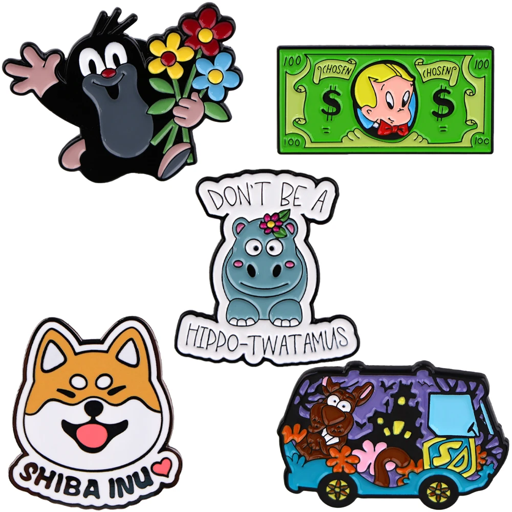 

Hippo Dog Cartoon Collection Enamel Lapel Pin Badge Pins Hats Clothes Backpack Decoration Jewelry Accessories Gifts for Friends