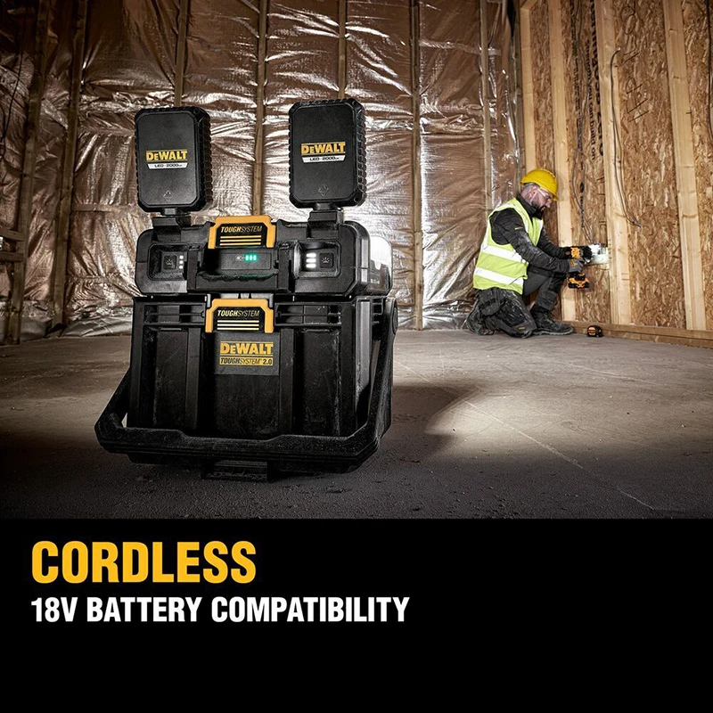 DEWALT DWST08061 2.0 TOUGHSYSTEM Adjustable Work Light With Storage 2-In-1 Featuring LED Heads Compact Storage Box 4