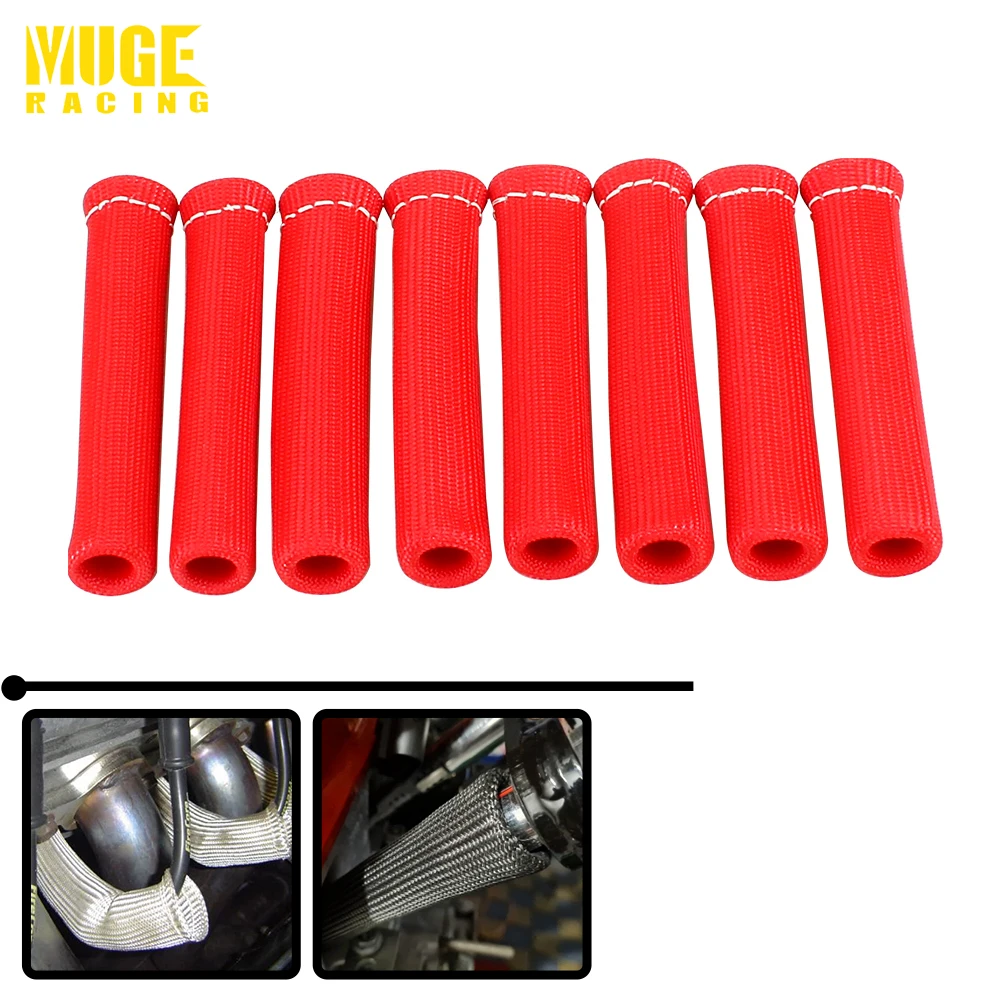 New 8pcs/Set 1200°F Spark Plug Wire Boots Protector Sleeve Heat Shield  Cover Car Truck Engine Heat Shield Thermal Cover BTD027