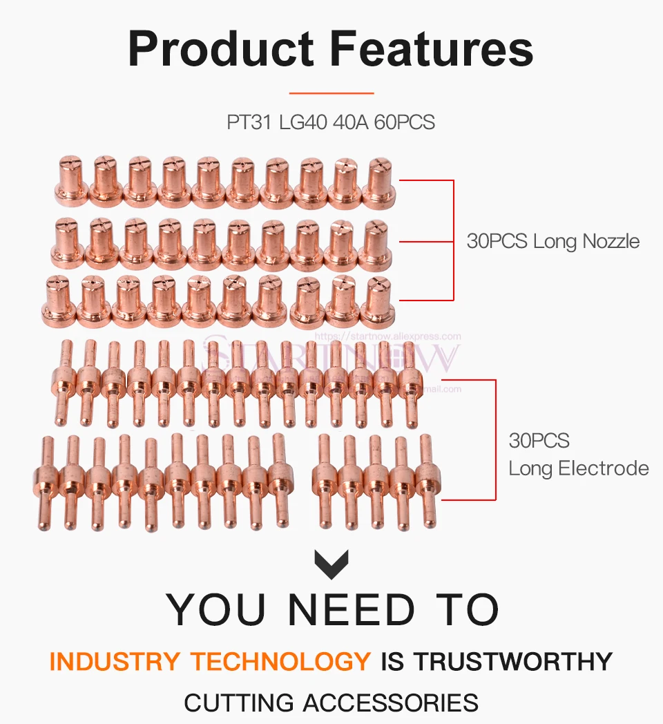 plasma, acessórios do cortador, consumíveis, PT 31, LG40, PT-31, 40A, 60pcs