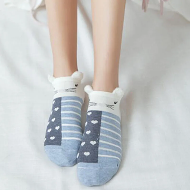 5Pair/lot new socks women's summer cartoon ladies socks