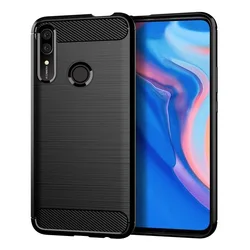 Premium Silicone Carbon Fiber Shockproof Phone Case - Luxury Matte Back Cover for Honor 9X Premium (Black)