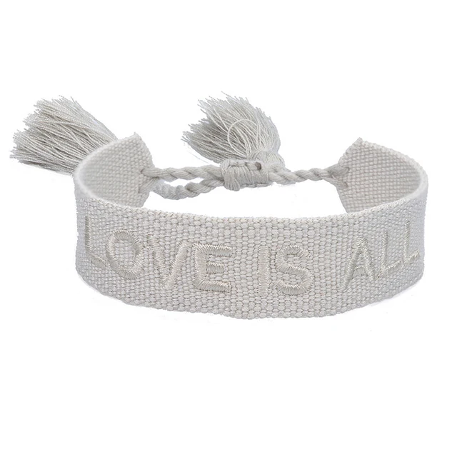 Boho tissé broderie amour poignet tricoté Bracelets d'enveloppement corde à la main tissage tressé glands ethnique femmes hommes bijoux