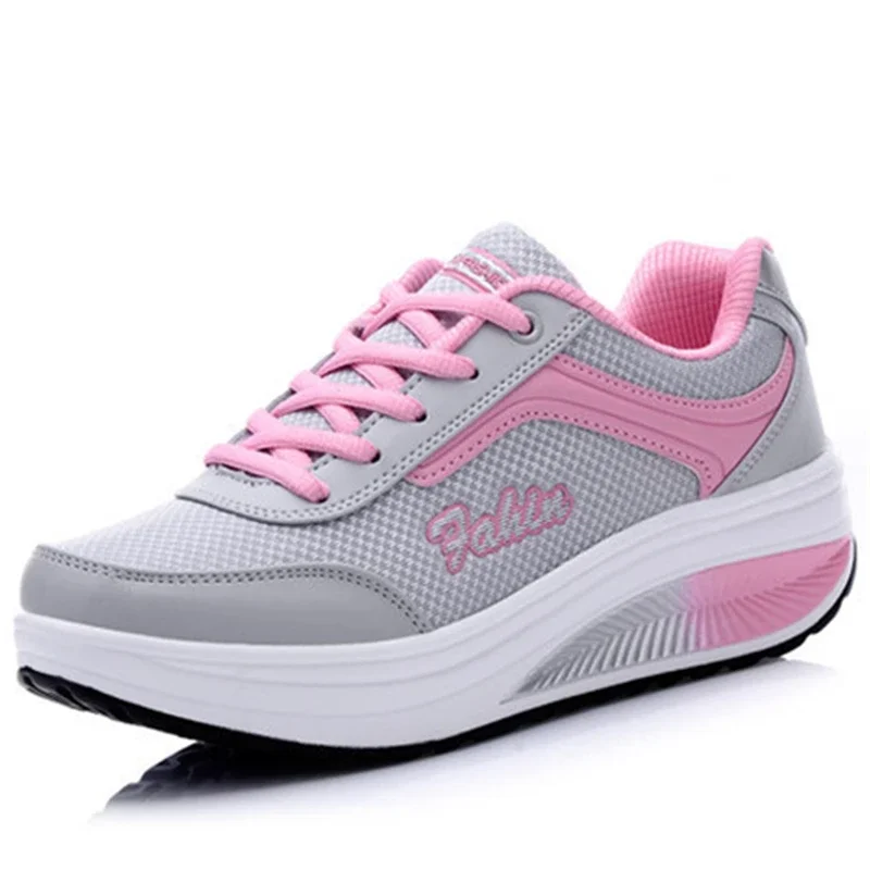 Women Slimming Swing Sneakers Platform Wedge Toning Breathable Lightweight Height Increasing
