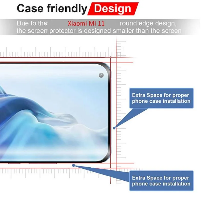 Curved Tempered Glass Full Cover Screen Protector - 2/4 Pack