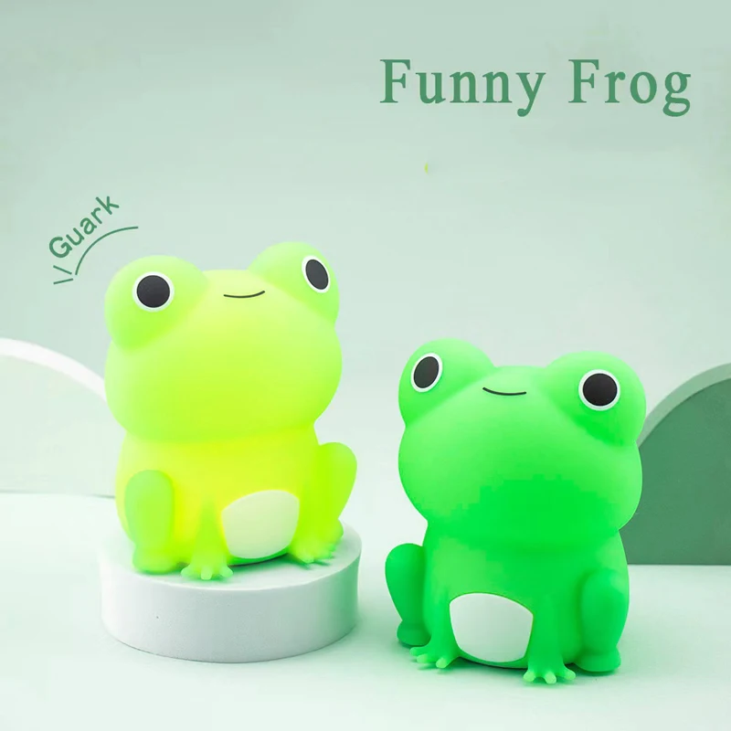 Qiqi Frog Silicone Lamp USB Charging Multi Mode Dimming Timer Night Light Children's Gift LED Sleep Companion Patting Light